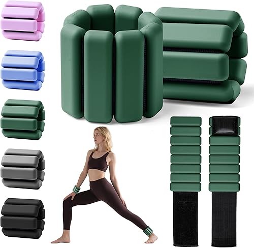 Miniatura 6 de Brazaletes con peso para muñecas y tobillos para mujeres (juego de 2)  Pesas de entrenamiento para yoga, pilates y caminar  Pesas de piernas y