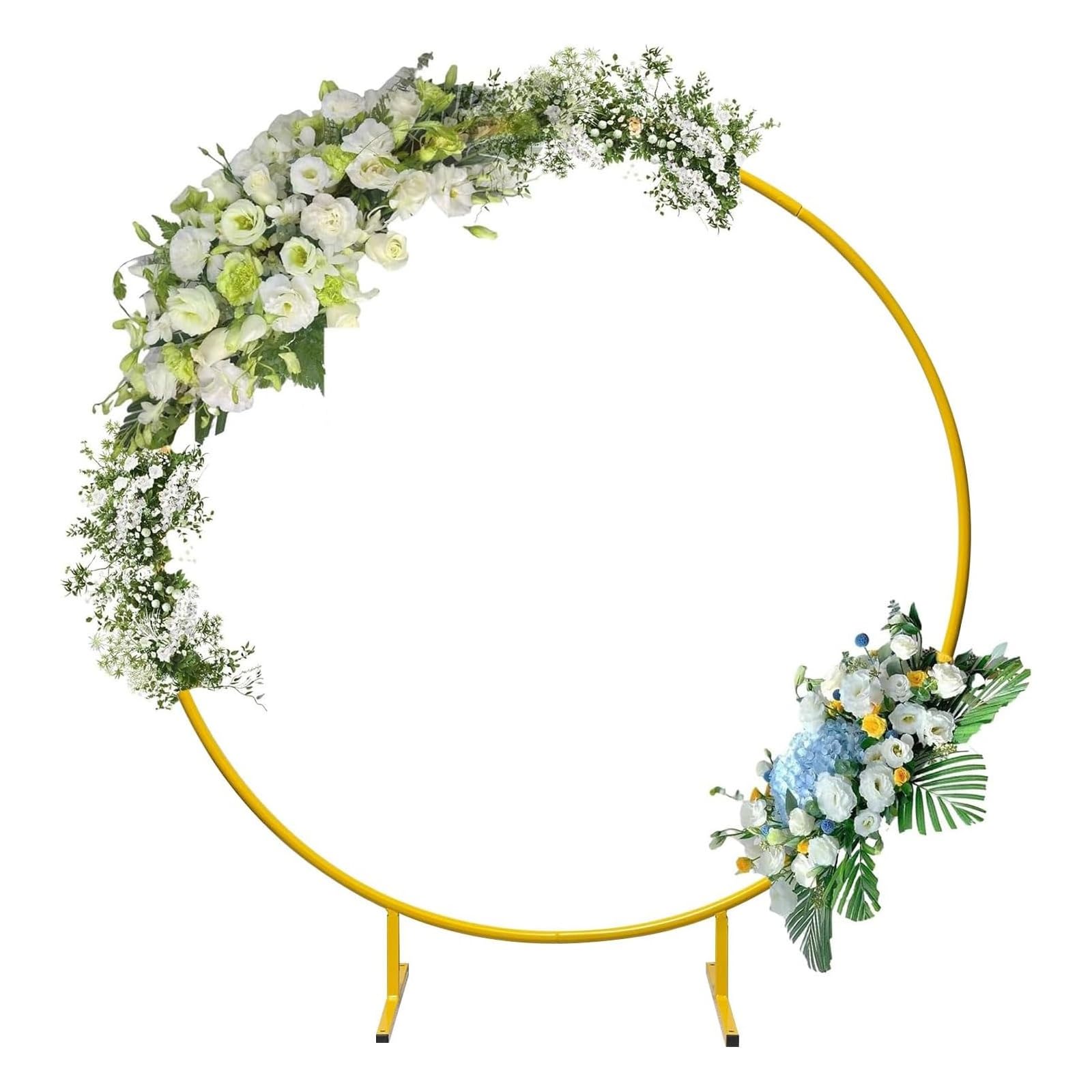 HJXGQJM Soporte De Arco De Globo De Metal, Arco Redondo De Metal, Guirnalda Círculo Marco, Kit De Arco De Globo Redondo,Arco De Boda Redondo para Fiesta Cumpleaños, Oro/Blanco(Gold,200cm)