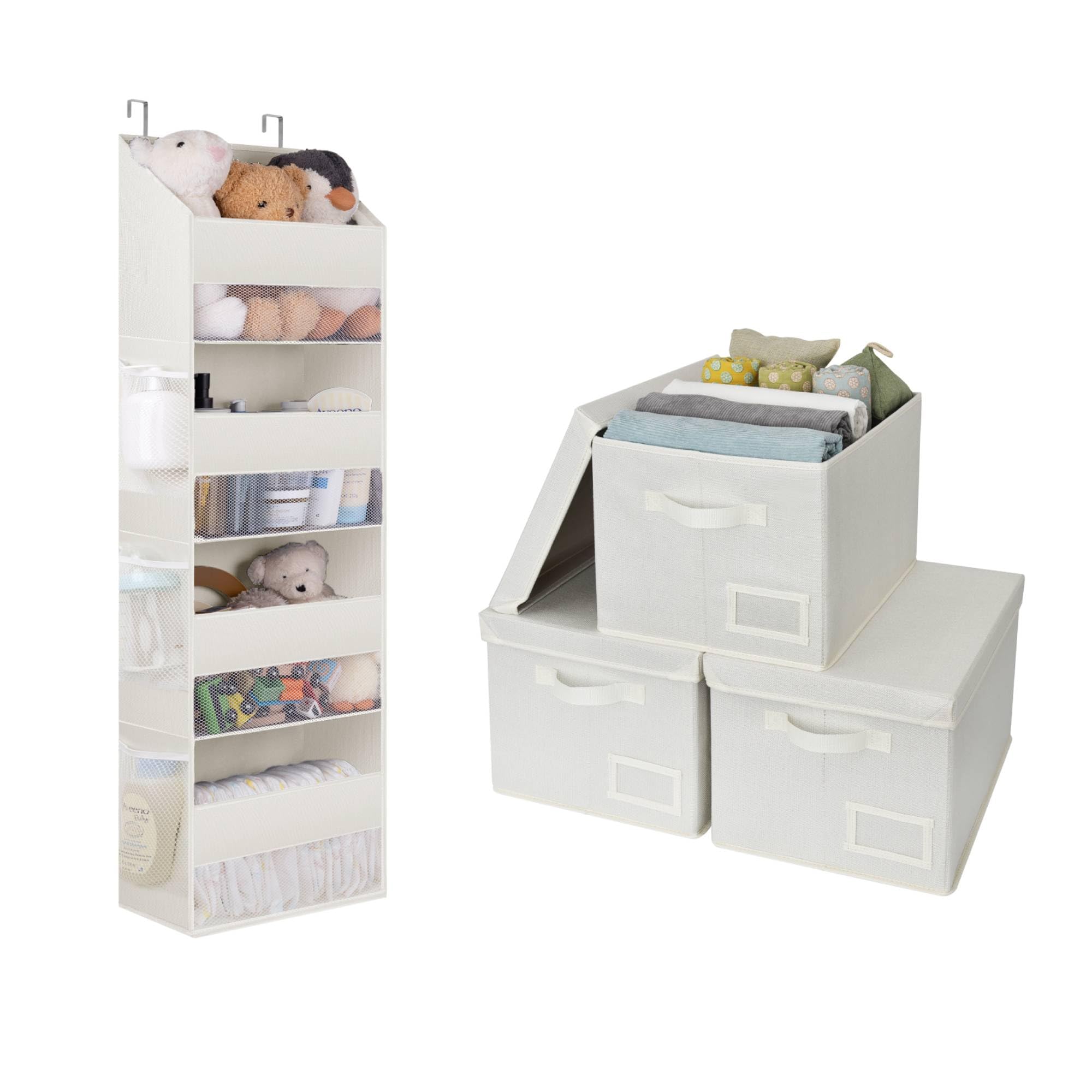 GRANNY SAYS Set di Porta Oggetti da Appendere con 4 Tasche e Scatole Portaoggetti con Coperchio