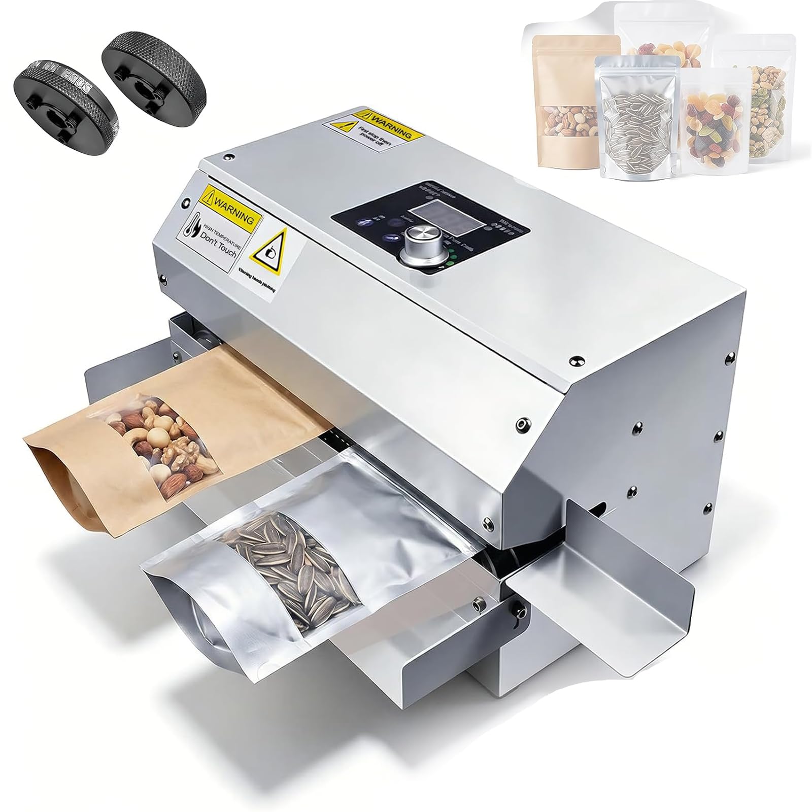 Machine De Scellage Automatique, Scelleuse Thermique De Qualité Industrielle, avec Molette Dimpression, Température Et Vitesse Réglables, Machine De Scellage Horizontale pour Différents Types
