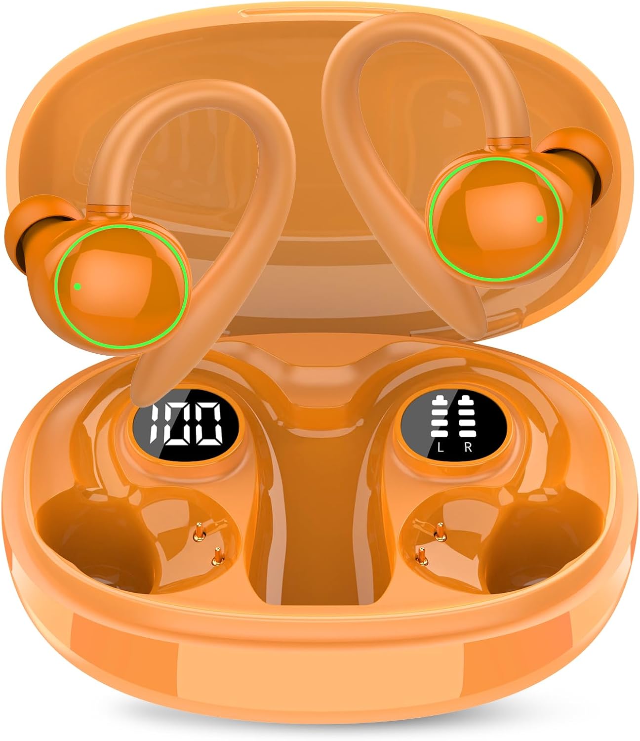 Wireless Earbuds, Bluetooth 5.3 Headphones Sport, Over Ear Buds With ENC Noise Cancelling Mic, 48H, Wireless Earphone With Earhooks, Stereo Deep Bass,IP7 Waterproof Headset for Workout Running, Orange Wireless Earbuds, Bluetooth 5.3 Headphones Sport, Over Ear Buds With ENC Noise Cancelling Mic, 48H, Wireless Earphone With Earhooks, Stereo Deep Bass,IP7 Waterproof Headset for Workout Running, Orange