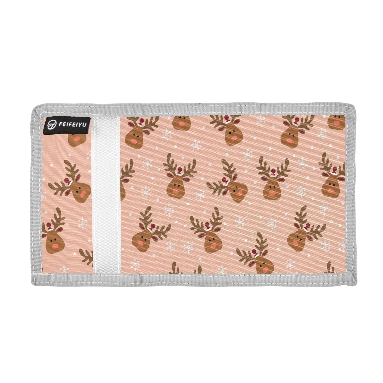 JHKKU Christmas Deer Trifold Wallets for Kids Boys Girls, Outdoor Sports Wallet for Teen, with Zipper Coin Pocket Novelty Purse