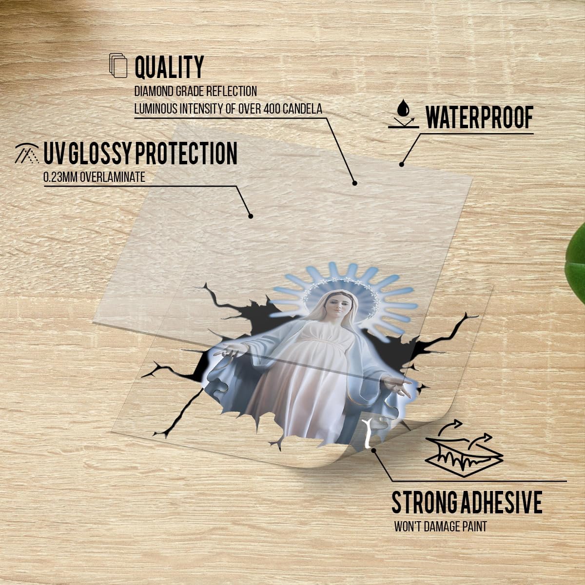 Maria Saint Mary Mother of Jesus Vinyl Decal – Blessed Virgin Mary Christian Sticker, God Bumper Sticker, Durable & Weatherproof Car Decal for Cars, Trucks, Windows, Laptop | 6x6 inches - Image 2