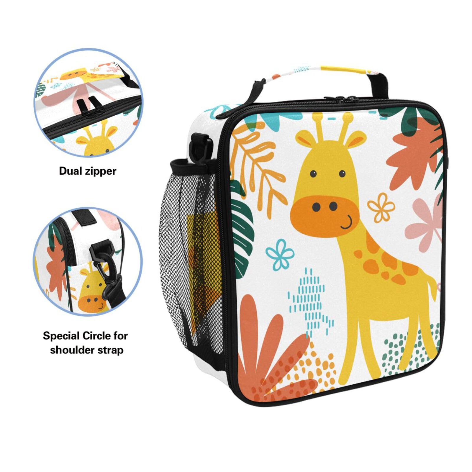 Mnsruu Sac à Déjeuner Isotherme Pour Enfants, Motif Fleurs Et Papillons - Grand Sac Fourre-tout Isotherme Avec Bandoulière Pour Garçons Et Filles - Pour L'école, Le Pique-nique