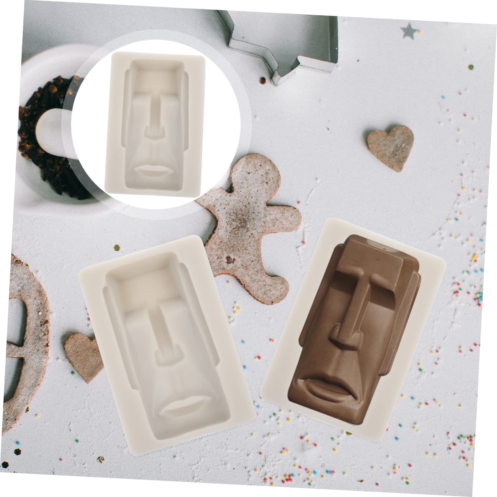 TOPBATHY 4pièces Moule Silicone Moai Pour Chocolat Et Gâteaux Pour Pâques Et Décorations De Desserts Pratique Et Moule à Chocolat Silicone De Qualité Alimentaire