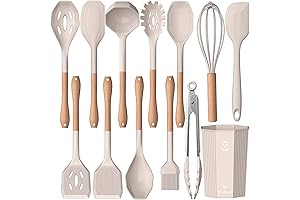 13 Pcs Juego de Utensilios de Cocina de Silicona con Tong, Espátula, Pala y Cuchara