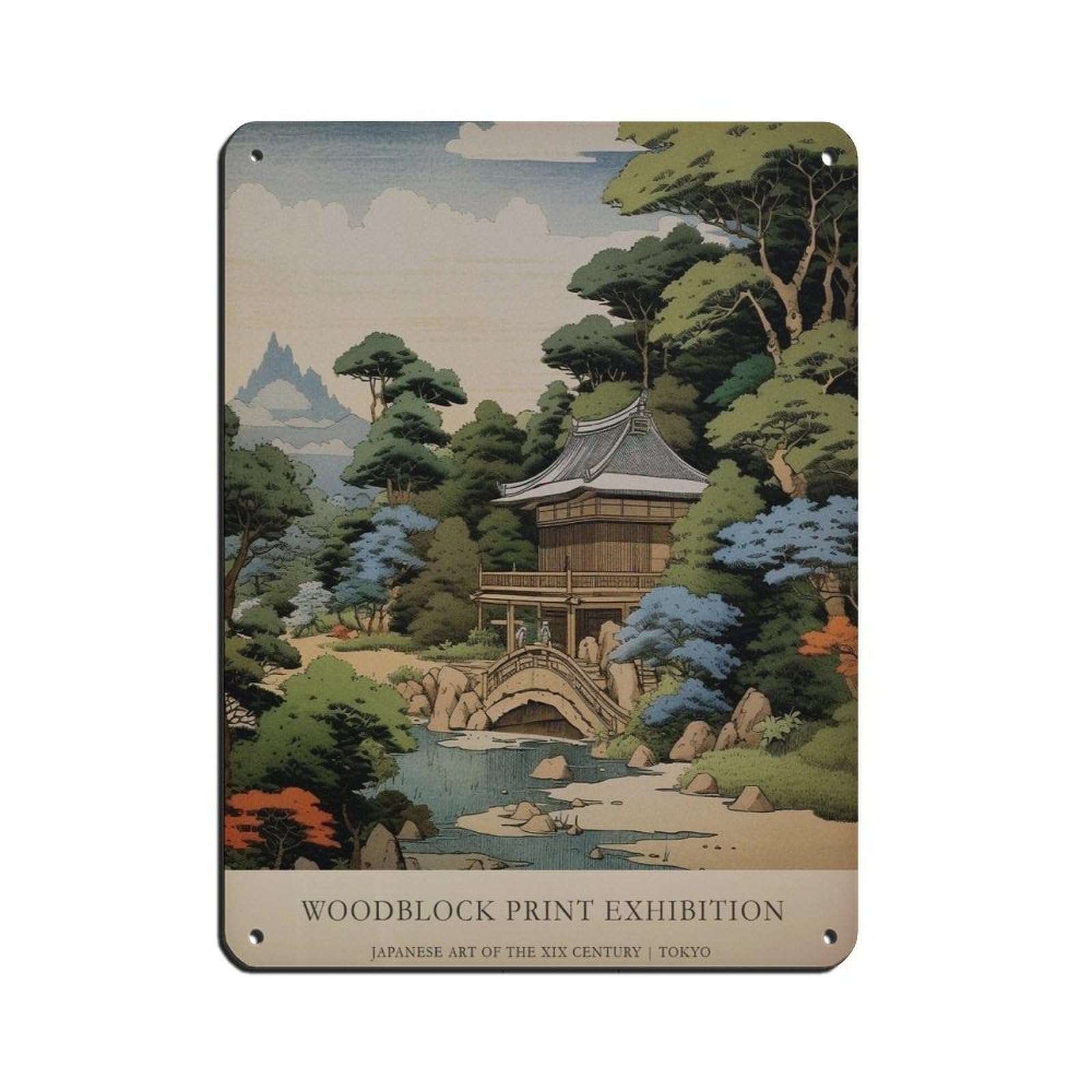 Japanese Art, Japanese Landscape Poster Tin Sign Vintage Metal Pub Club Cafe Bar Home Wall Art Decoration Poster Retro 12x16inch(30x40cm)