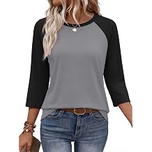 3/4 Length Sleeve Womens Tops Baseball Shirt Women Summer Outfits Womens T-Shirts Tees Blouses