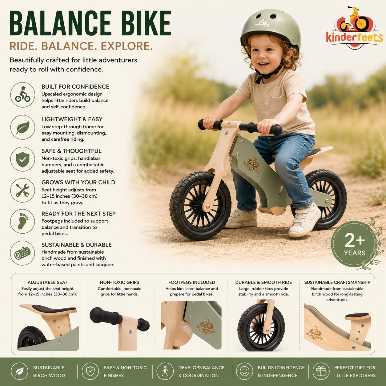 Kinderfeets - 99774 - Retro - Vélo Draisienne Naturel - Marron