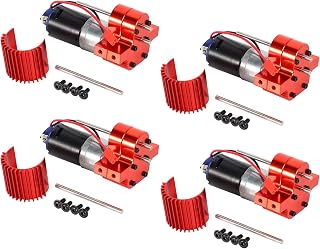 KVSERT 4X 370 Brushed Motor+ Heat Sink Box Set with Steel Gears for C14 C24 B14 B24 B16 B36 Red