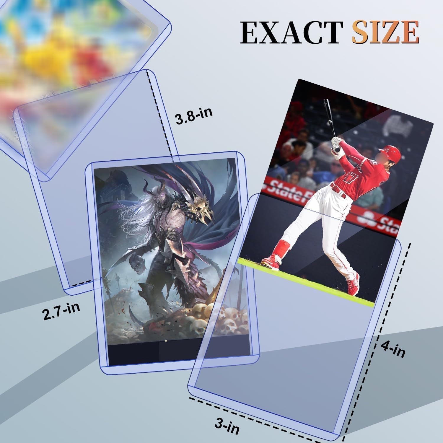 400 Count Hard Card Sleeves, Premium Plastic Card Sleeves, Sports Baseball Trading PKM Cards Holder Protectors (200 Hard Sleeve + 200 Soft Sleeve)