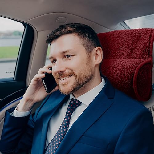 Miniatura 6 de Weysat Almohada para el cuello para silla reclinable, forro polar antideslizante, ajustable, soporte para el cuello, almohada para reposacabezas