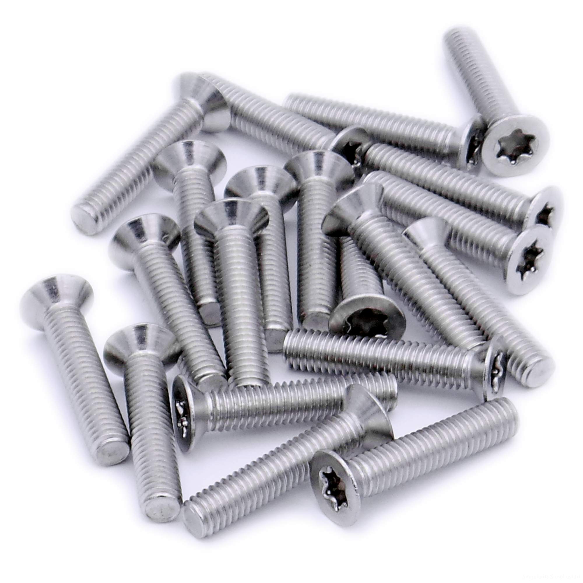 Singularity Supplies Silver M6 (6Mm X 20Mm) Tx Socket Countersunk Machine Screw (Bolt) - Stainless Steel (A2) (Pack Of 20)