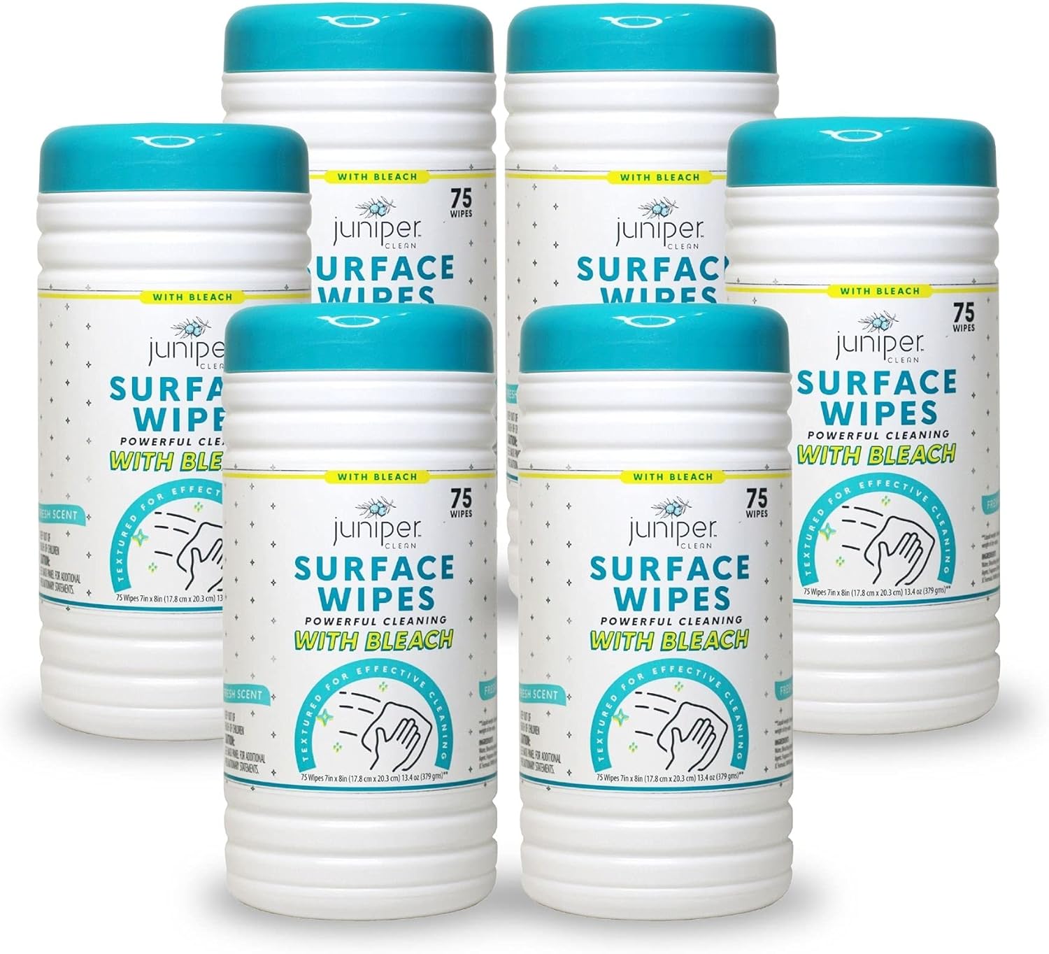 Juniper CLEAN 6 Pack Surface Cleaning Wipes with Bleach