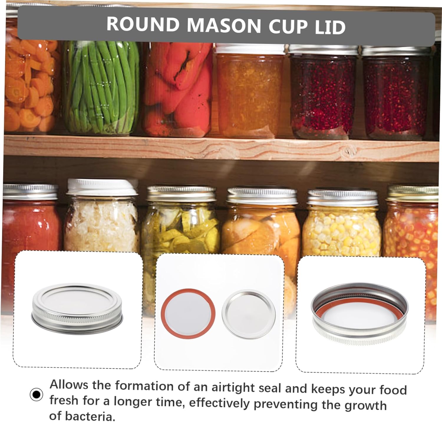 50-Pack Split-Type Jar Lids for Mason Jars Round Metal Covers Airtight Sealing for Canning Preserving and Meal Prep