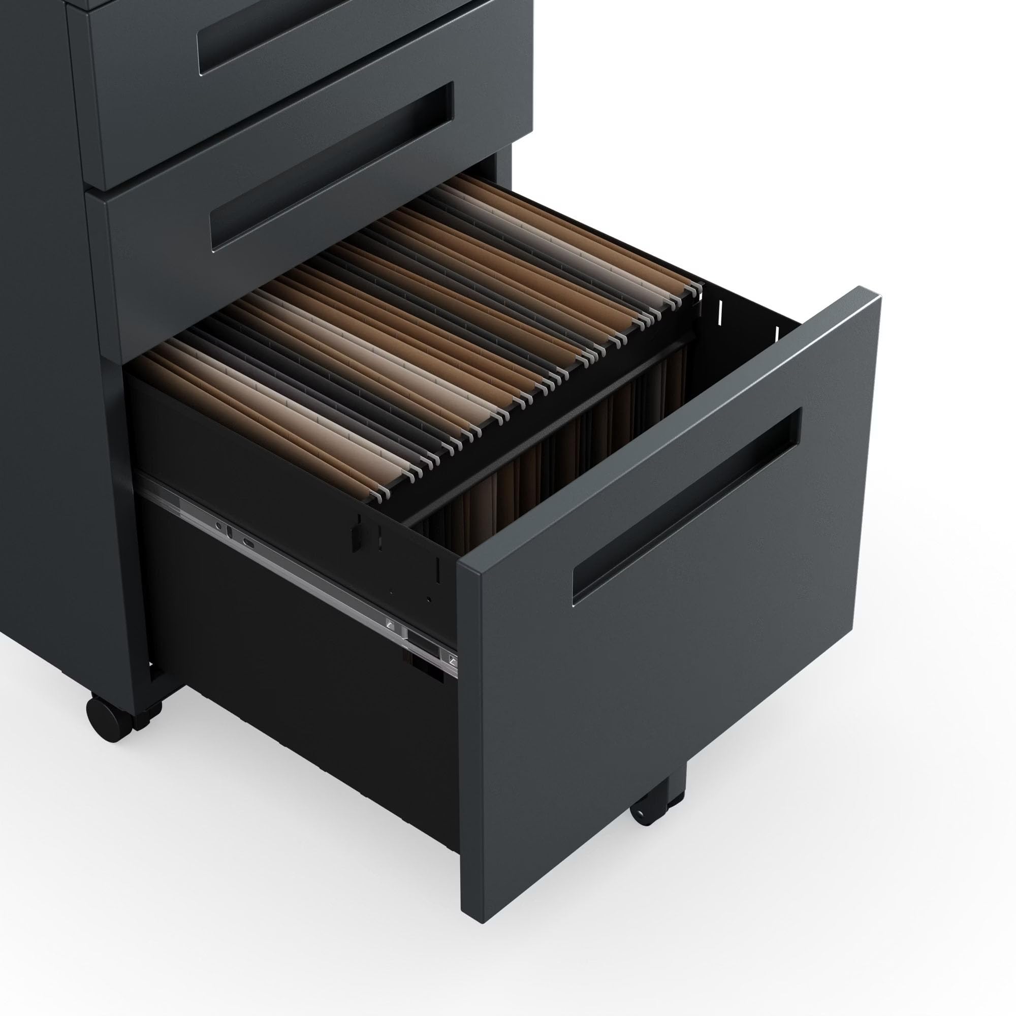 Jan Nowak Rollcontainer Bürocontainer Schubladenschrank Rollen 39x60x50 cm | Schreibtischcontainer, Rollwagen mit Schubladen, mobile Büroaufbewahrung für Unterlagen, Zubehör und Arbeitsplatzorganisation