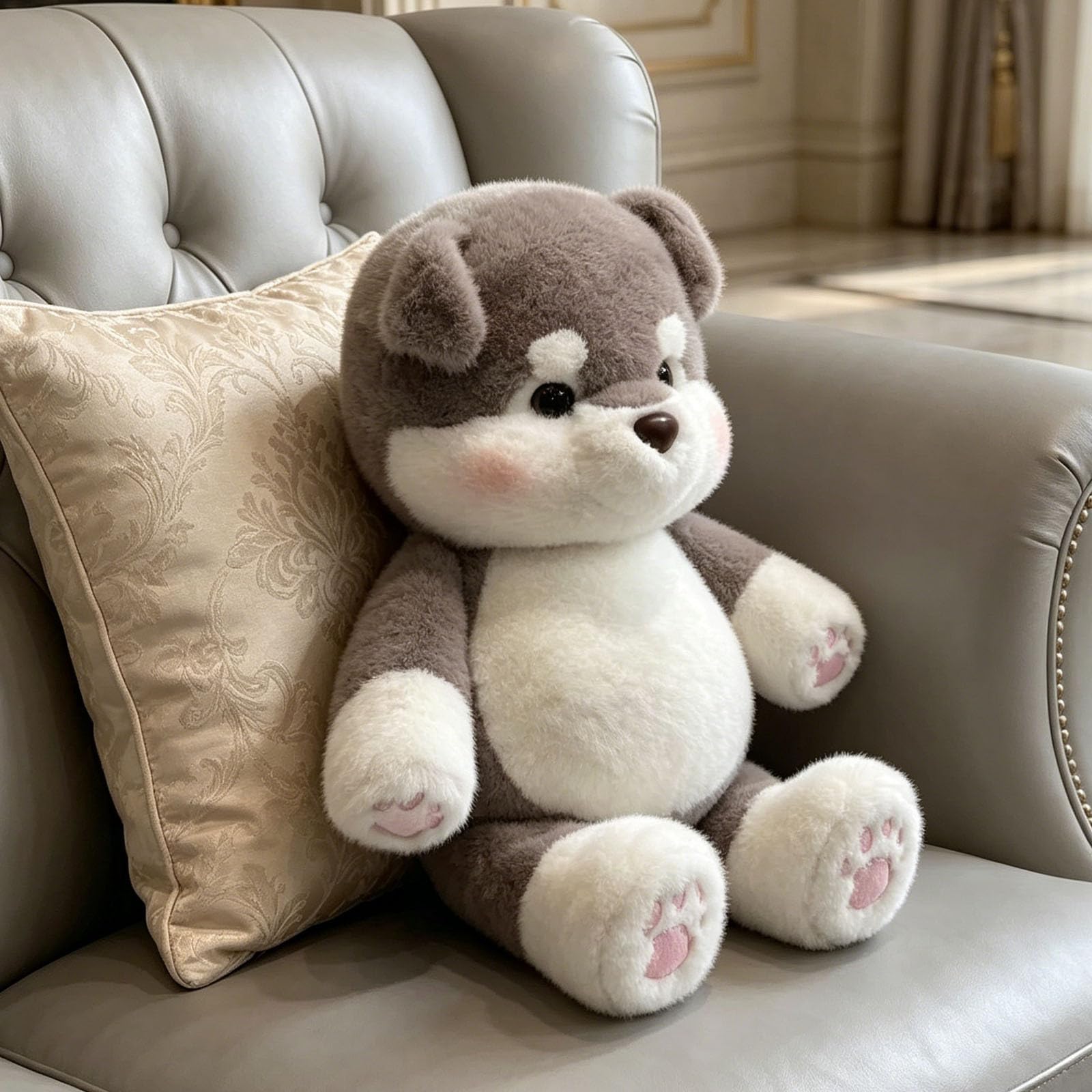 Running Plushies, 17.7 Inch Cute Running Husky Plush Toy, Interactive Moving Legs Stuffed Animal for Stress Relief, Gift for Kids and Adults (Dark Gray, 45cm)