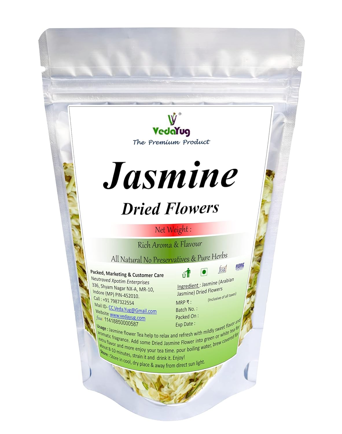 VY VedaYug Pure Jasmine Flower || Herbal Tea – Anti Oxidants Tea for Slimming Body and Stress Relief | 20g