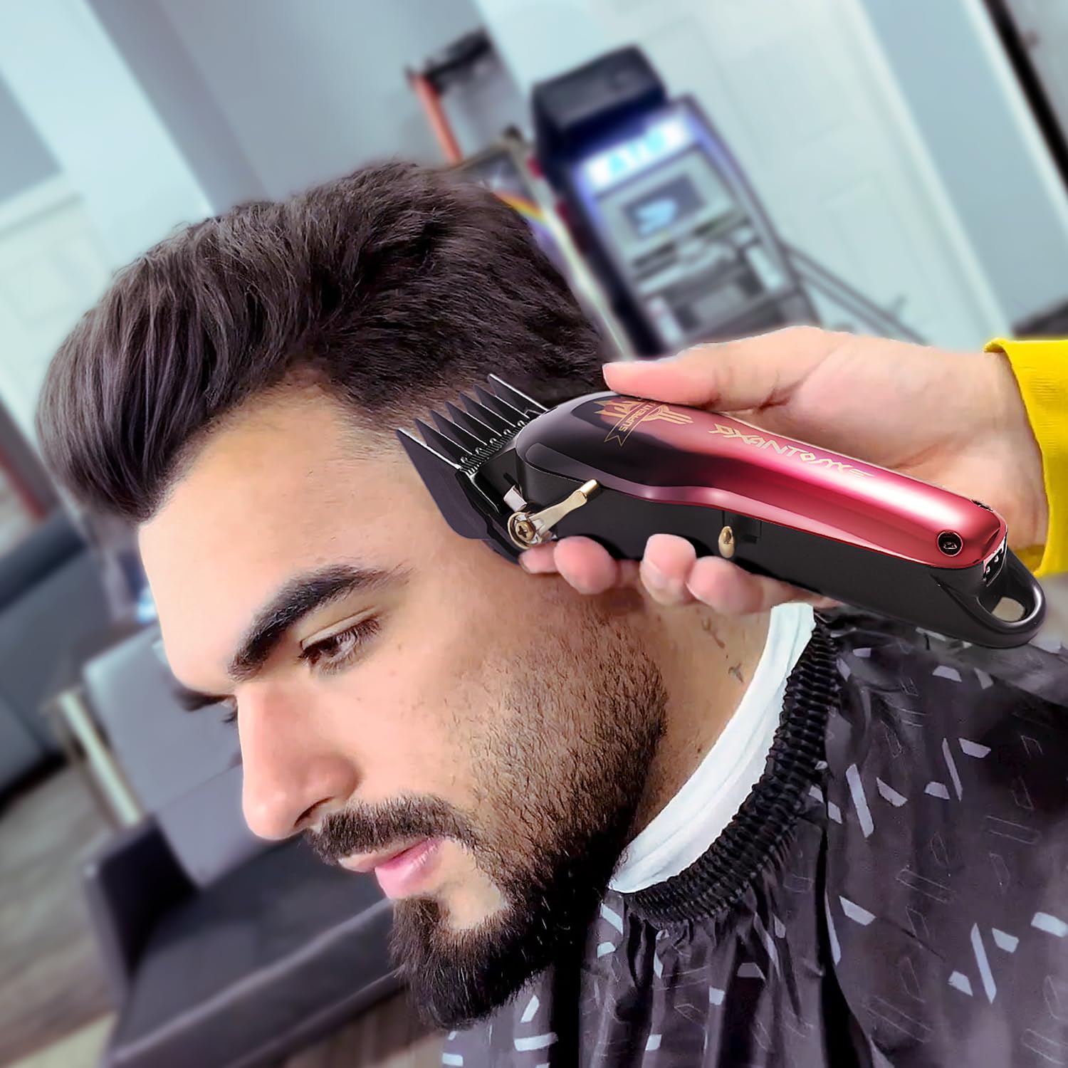 SUPRENT PRO Professionelle Haarschneidemaschine für Männer – Premium-Friseur-Haarschneidemaschine mit DLC-beschichteter Klinge und bürstenlosem Motor – Geschenk für Männer (Rot)
