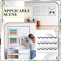 Vista 7 de Leinuosen Bordes de 50.5 pies para tablón de anuncios, 44 piezas, bordes festoneados de línea ondulada en blanco y negro con 20 hojas de puntos