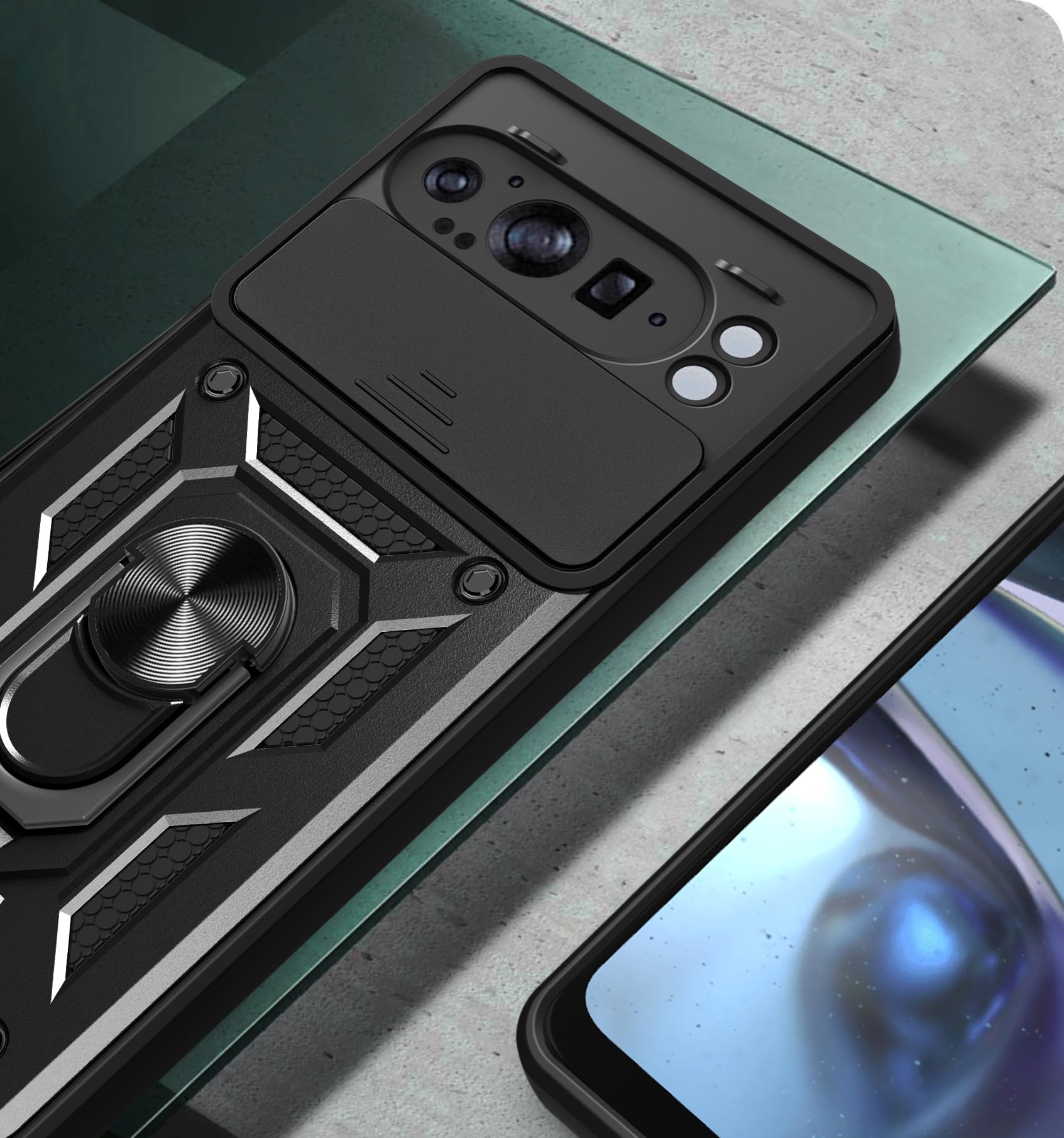 HeeYeal Custodia per Google Pixel 9/Pixel 9 Pro 5G, 360°Ring Supporto Magnetico per Auto, Silicone TPU Placcatura Phnom Penh Antiurto Antigraffio Fotocamera Protezione Cover per Google Pixel 9-Viola