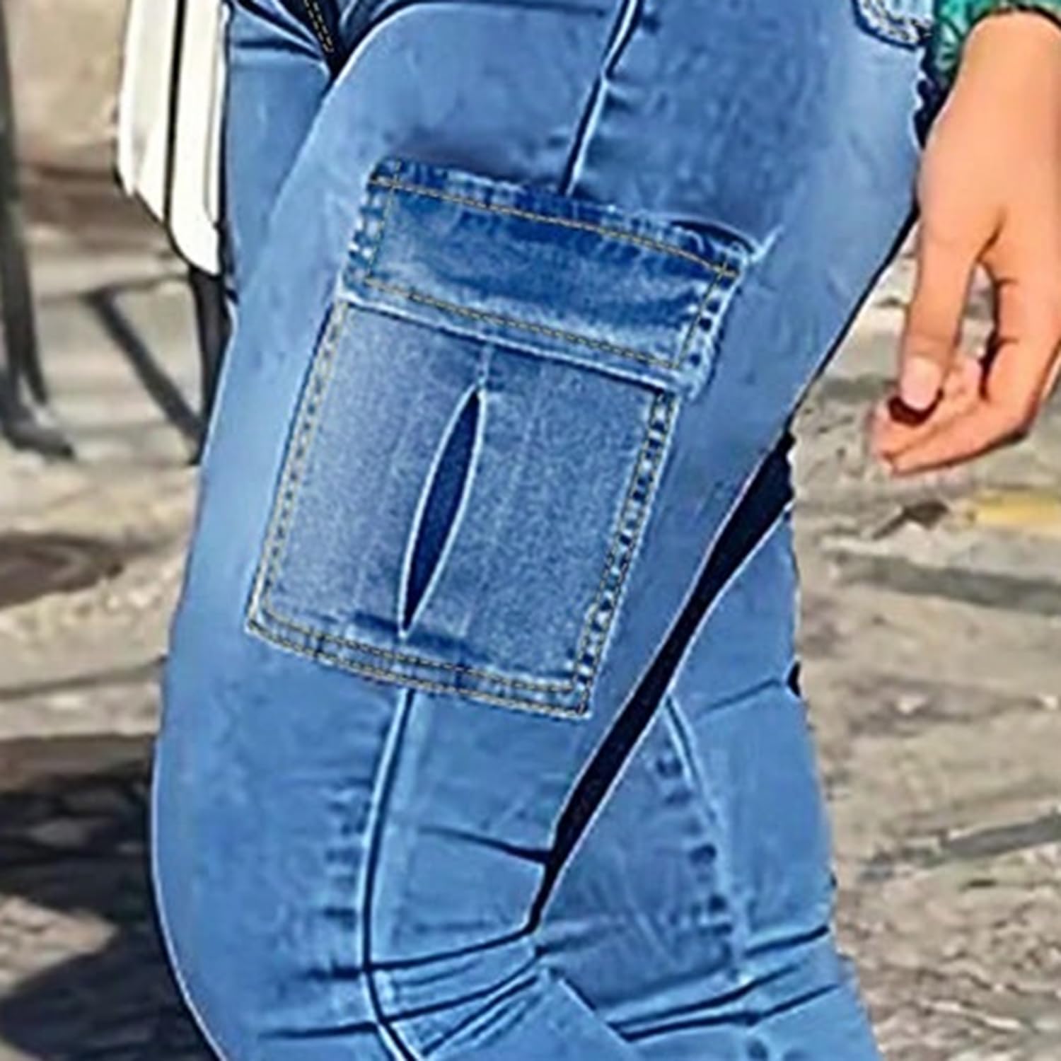 Skinny Cargo Pants Women High Waisted Jeans Stretch Fashion Casual with Flaps 6 Pockets - Image 4