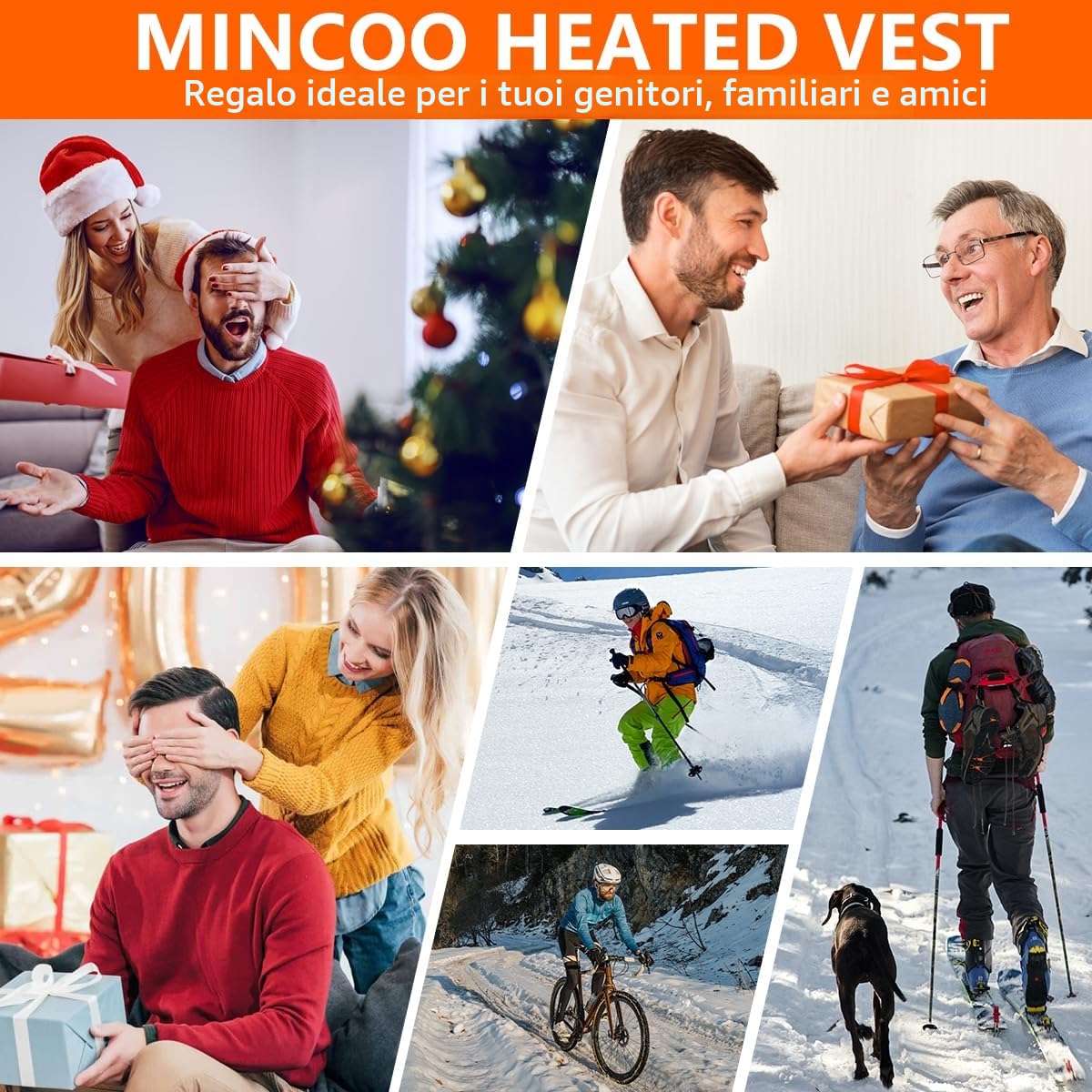 Gilet Riscaldabile per Uomo e Donna, Gilet Riscaldato USB con Batteria da 5 V 10000 mAh, Giacca Calda Invernale per Escursionismo, Caccia, Moto (IT, Testo, 3XL, Regular, Regular, Nero)