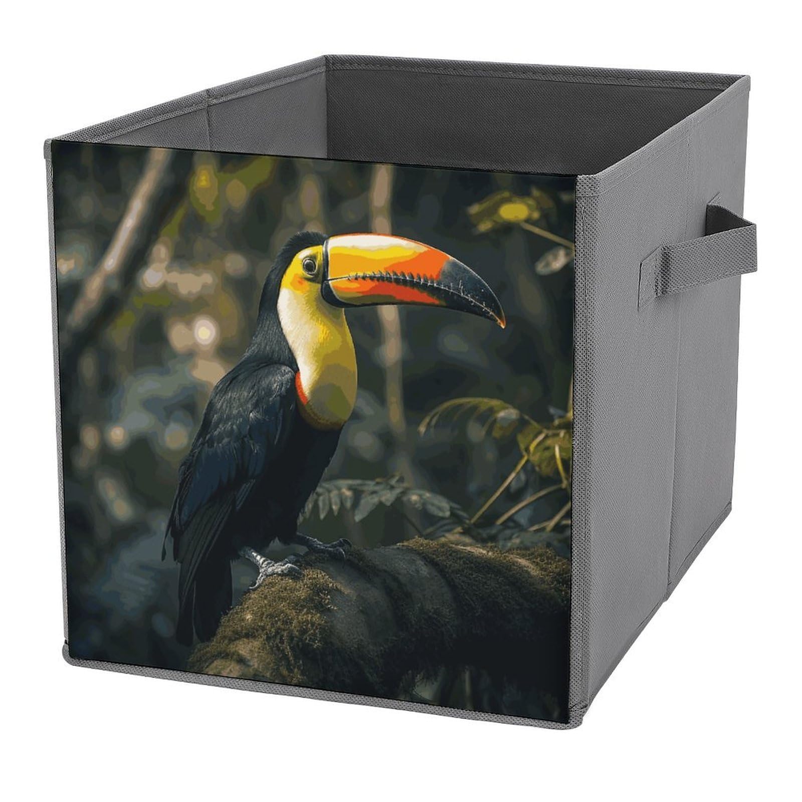 NONHAI Collapsible Storage Bins with Dual Handles Fabric Storage Basket Foldable Cubes Organizer Baskets Colorful Toucan Storage Boxes for Organizing Clothing Cube Storage Organizer Bins