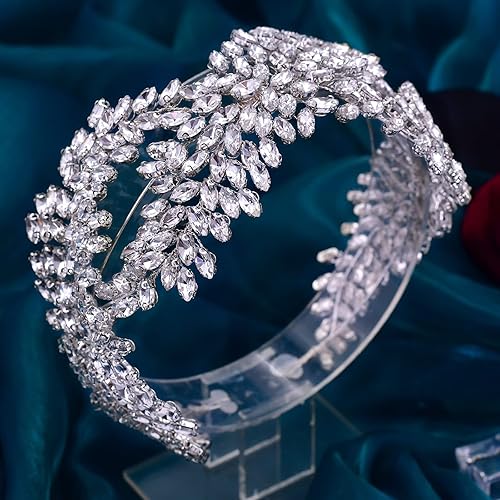 Miniatura 4 de Diadema de boda con diamantes de imitación plateados para mujer, hecha a mano, accesorios para el cabello, tiaras de princesa, boda, novia, coronas