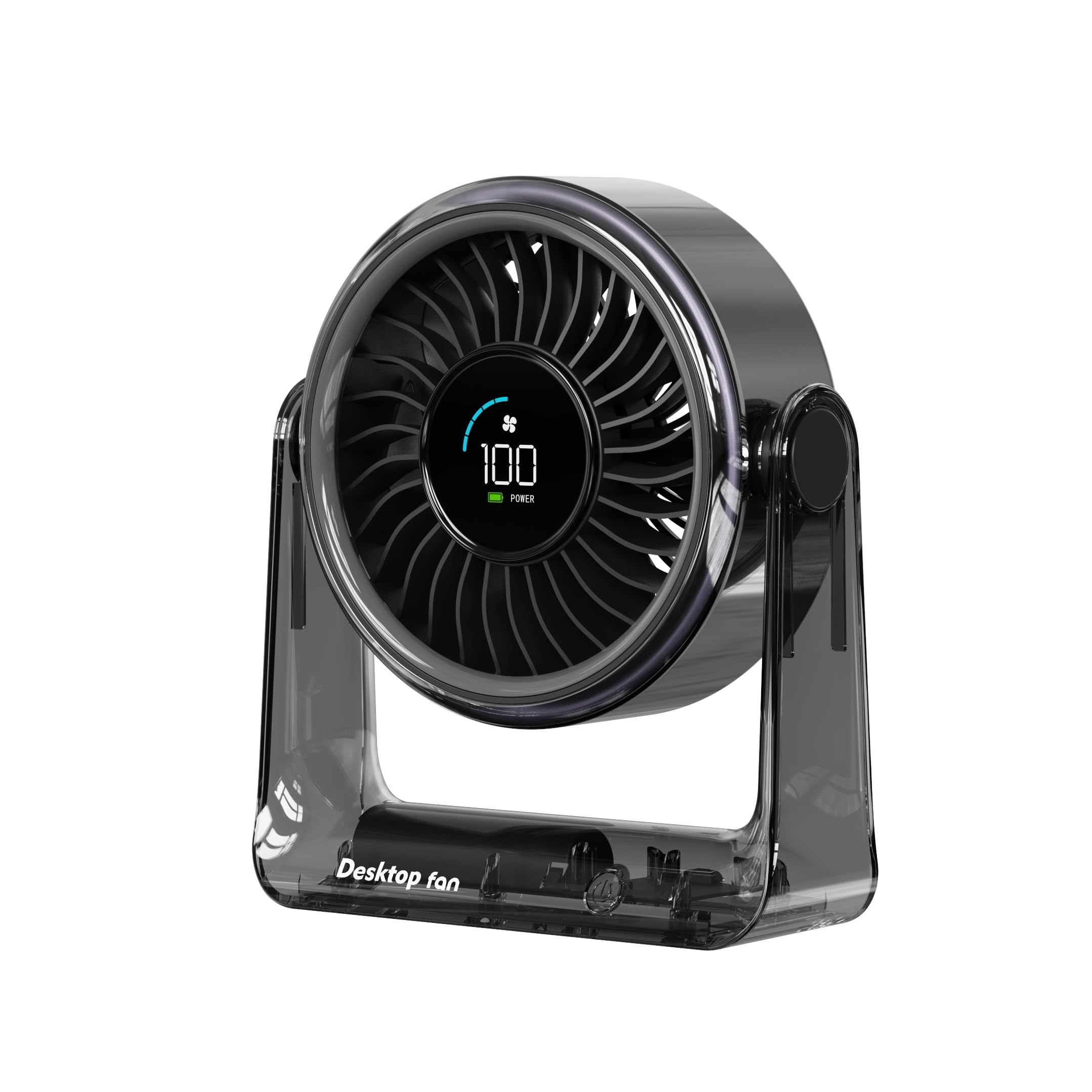 Ventilador de mesa, batería USB, 6 velocidades, ventilador silencioso con pantalla LED, cabezal giratorio de 360°, 2 en 1, mesa y montaje en pared, ventilador de habitación, para oficina