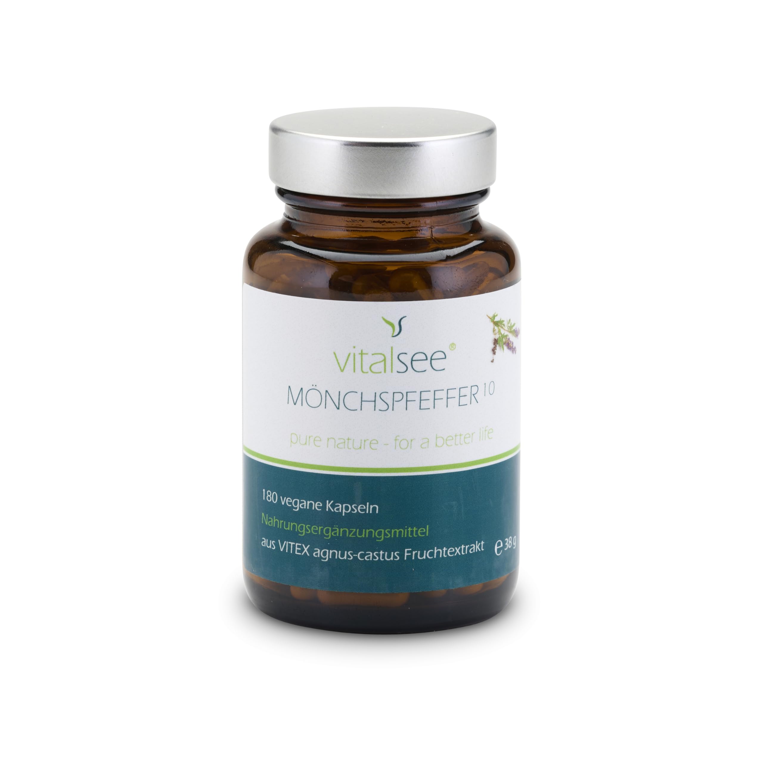 MÖNCHSPFEFFER 10 – 180 vegane Kapseln – Vitex agnus-castus Fruchtextrakt – glutenfrei, laktosefrei, ohne Zusätze – im Glas