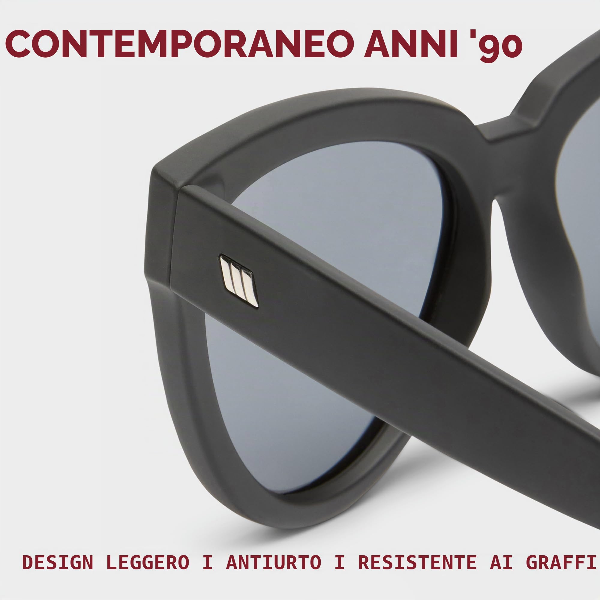Le Specs Liar Lair Black Rubber Cat Eye Sunglasses Taglia unica Nero