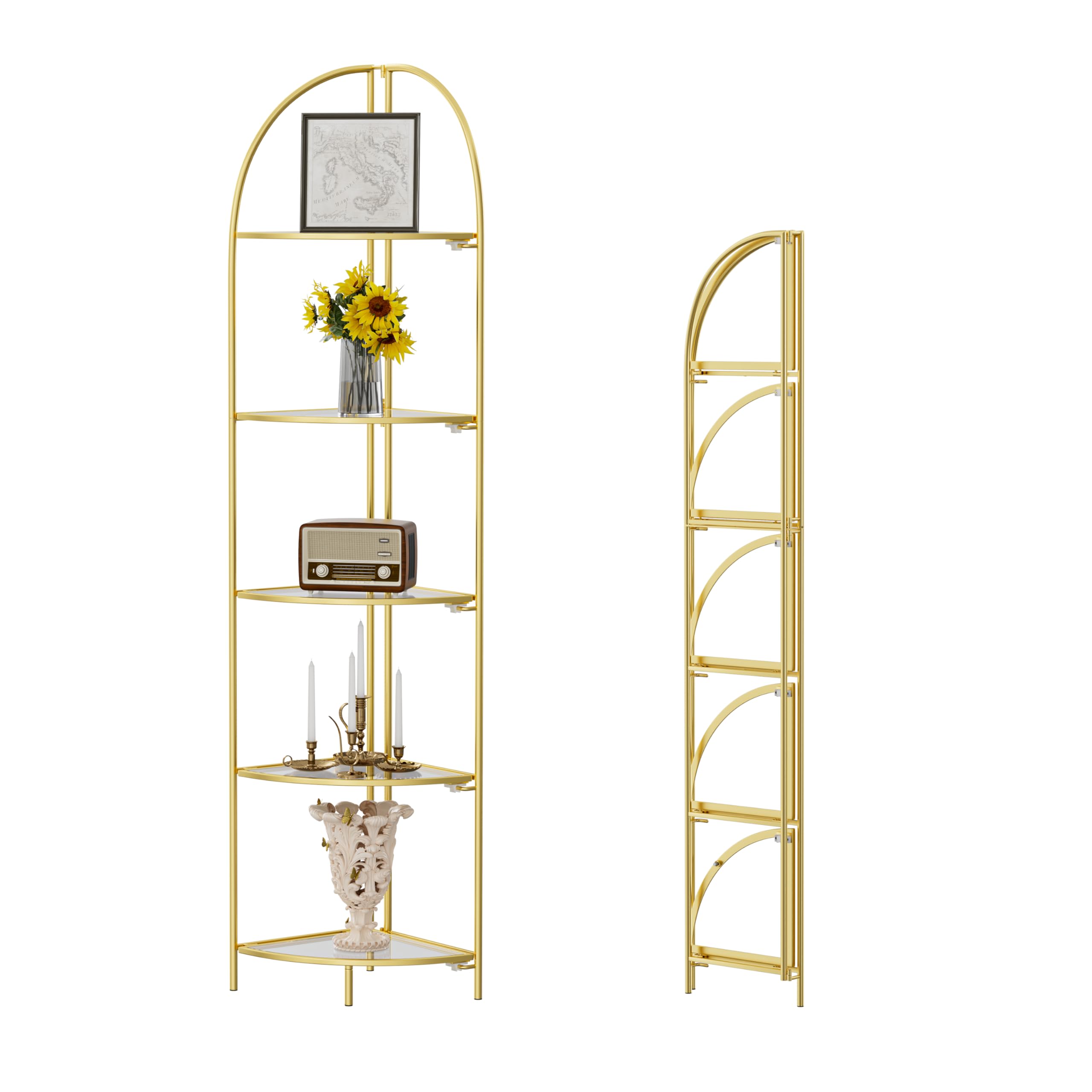 Crofy Foldable 5 Tier Corner Shelf