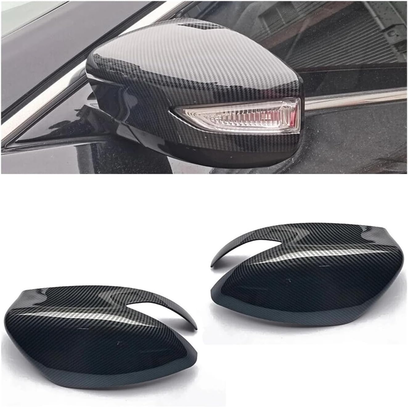 Compatible For Altima Sentra/Sylphy 2013-2018 Car Replacement Rearview Side Mirror Cover Wing Cap Exterior Door Case Trim Carbon