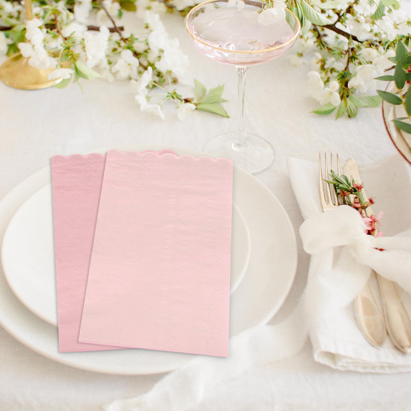Whaline Lot de 200 serviettes jetables en papier pour invités - Serviettes de table décoratives pour mariage, fête prénuptiale, fête d'anniversaire, décoration de table - Rose poudré