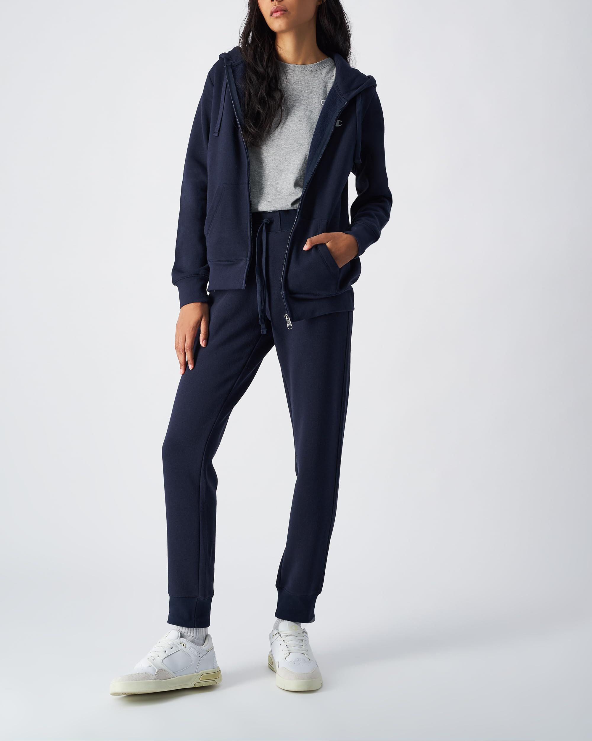 Champion Legacy Champion Basics W Light Powerblend Fleece Full Zip Sweatshirt à Capuche Femme