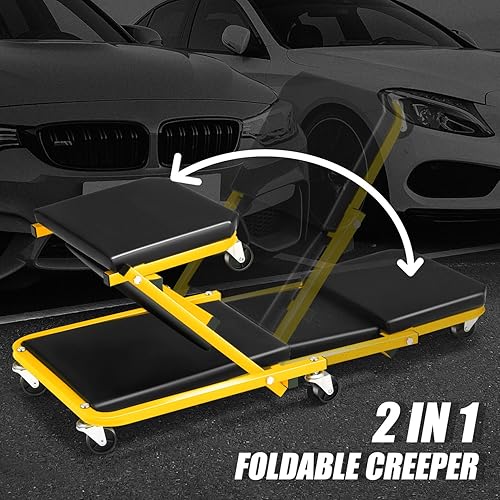 Miniatura 68 de DNA MOTORING TOOLS-00186 - Asiento plegable 2 en 1 de 40 pulgadas, 6 ruedas de 2 pulgadas, capacidad de peso de 330.7 lbs, color rojo