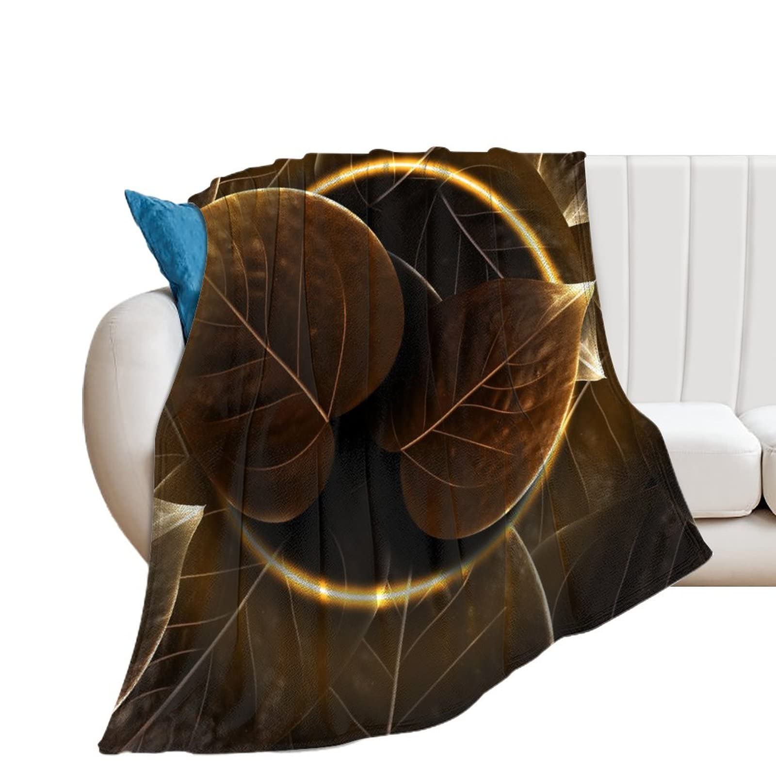 Couverture polaire plante d'or jeté de lit élégant pour chambre