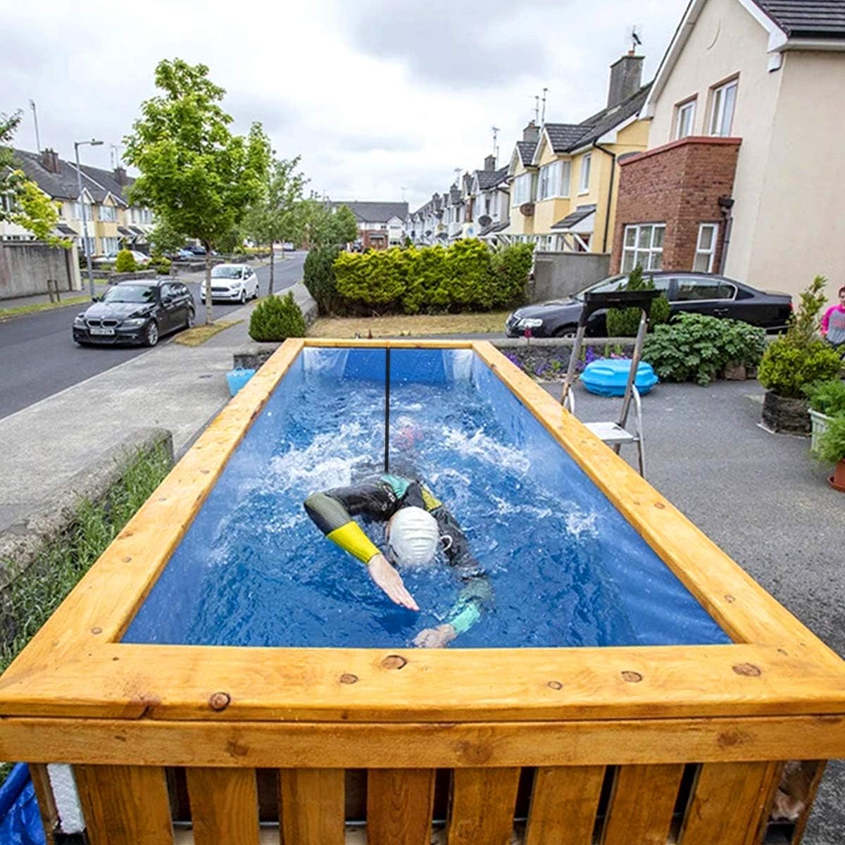 4M Pool Swim Training Belt Swim Parachute Stationary Resistance Training Equipment with Storage Mesh Bag -Adult, Kid, Pro, Amateur Use : Sports & Outdoors