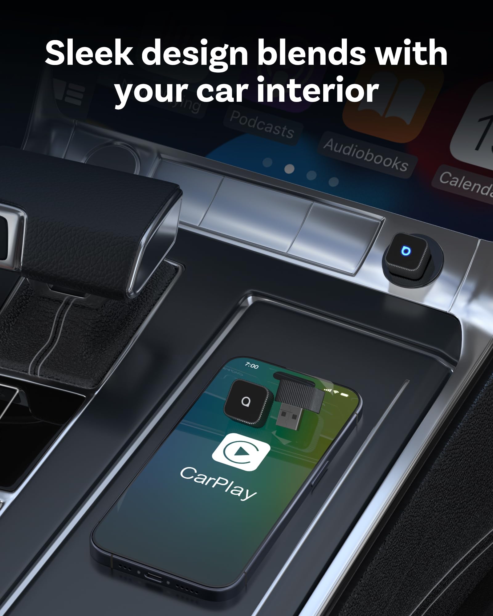OTTOCAST Mini Slim 2026 Bezprzewodowy Adapter CarPlay i Android Auto, Adapter 2 w 1 do Samochodów z Fabrycznym CarPlay i Android Auto, Plug & Play, Automatyczne Łączenie