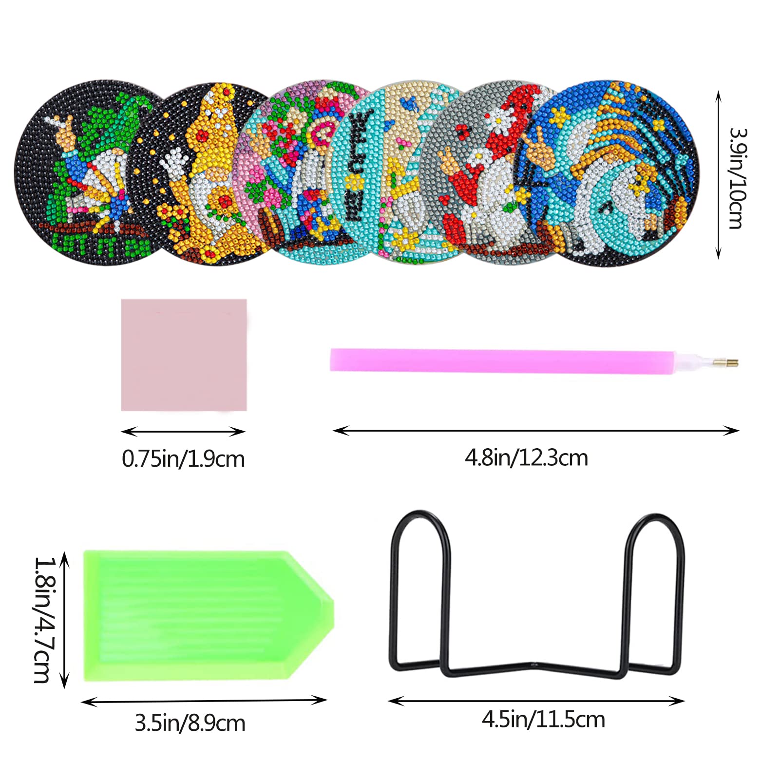 Set 8 Sottobicchieri Diamond Painting Fai Da Te - Kit Completo Con Supporto E Base In Sughero Per Adulti E Bambini