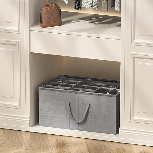 Miniatura 7 de Aokeyee Organizador de almacenamiento de zapatos para armario, contenedores de almacenamiento grandes con cubierta transparente y asas reforzadas,