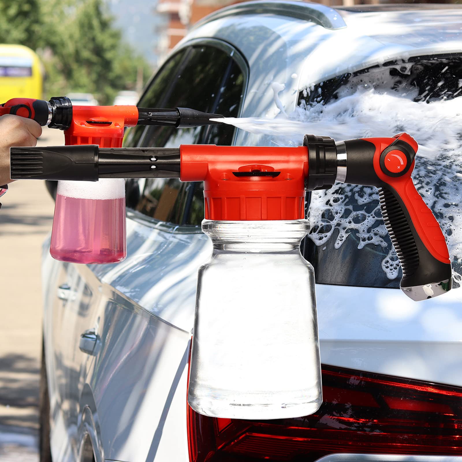 KKXXYQFC Dysza do rozpylania pianki 1L Myjnia samochodowa Uniwersalny sprzęt do czyszczenia Gospodarstwo domowe Do ogrodu Yard Opryskiwacz z wężem Praktyczna dysza do rozpylania pianki
