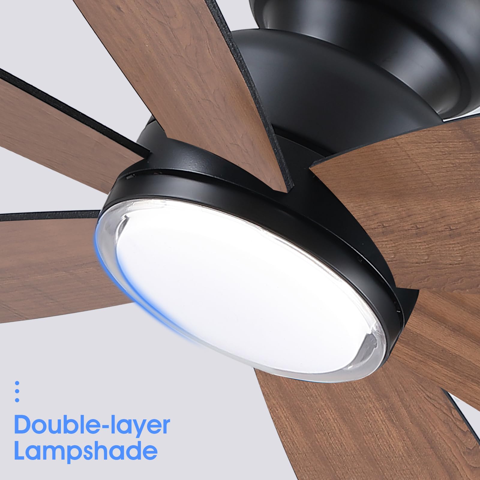Kviflon 117 cm Landhaus-Deckenventilator mit Licht, Fernbedienung/APP-Steuerung, 6 umkehrbare Doppel-Seiten-Klingen, 3 CCT Dimmbar, Braun