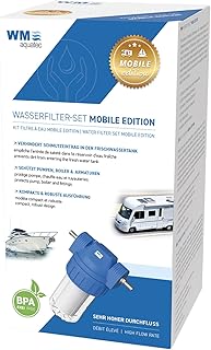 WM aquatec – Wasserfilter Set Mobile Edition zur Vorfiltration bei der Frischwassertank-Befüllung von Wohnmobilen, Caravans & Booten – filtert Rost, Sand & Schmutzstoffe im Wasser effektiv heraus