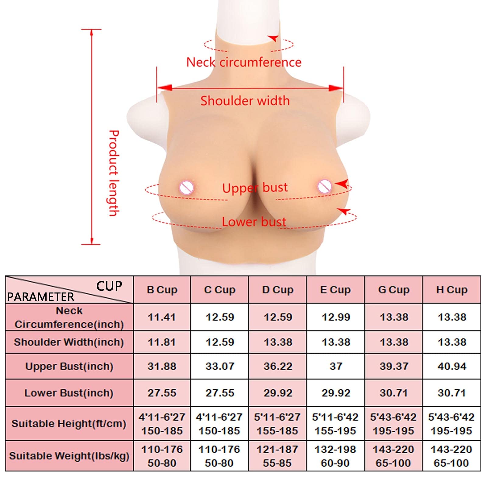 Prothèses Mammaires En Silicone G/H/Z Cup - Marque SHM - Neuf Avec étiquettes - Pour Travesti/drag Queen