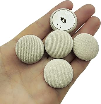 20PC Sewing Satin Fabric Cloth Covered Buttons with Metal Shank Round Buttons for DIY Sewing Clothing Craft Buttons, Beige, 25mm