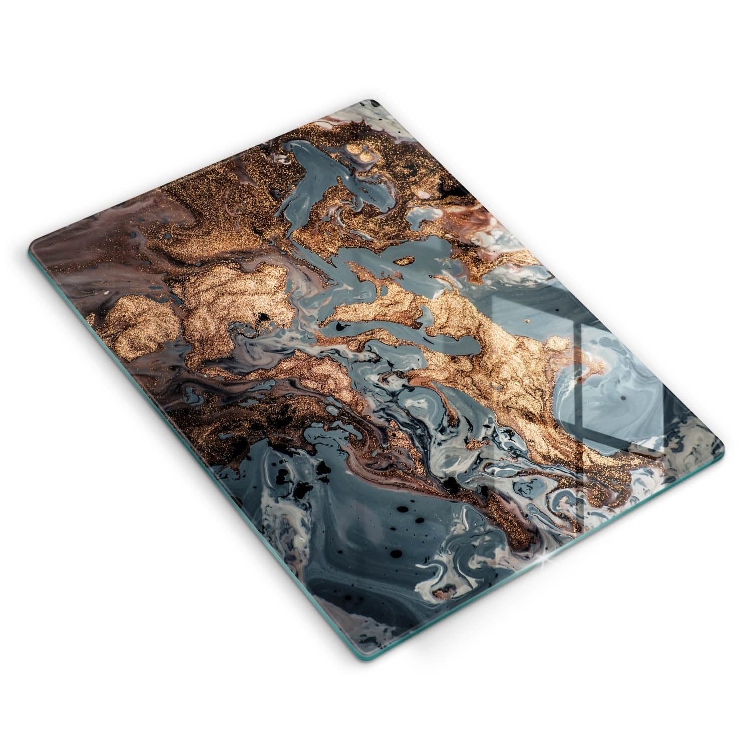 Planche à découper en verre Wallfluent 40x52 cm motif rocher et or élégant