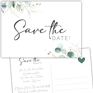 Schöne 50 Save the Date Karten zur Hochzeit | Hochzeitseinladungskarten | Hochzeitseinladung | Einladung Hochzeit Postkarten