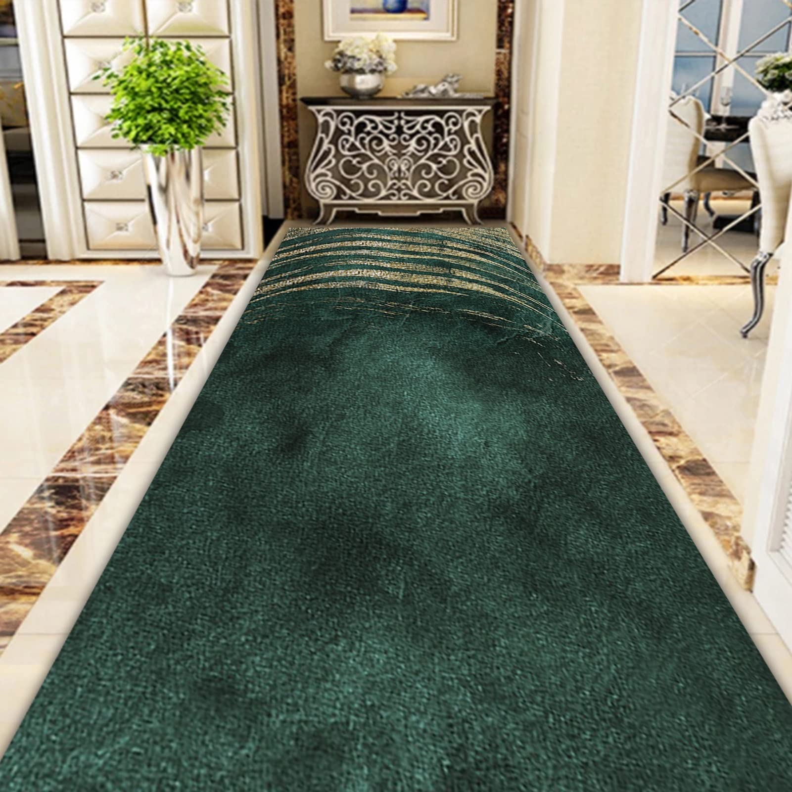 Moderni tappeti per corridori Verdi per Scale di corridoio, Tappeto Lungo corridori Domestici corridoio Stretto Tappeto Runner Lavabile Antiscivolo tappetini, Larghezza 60 cm 80cm 100 cm 120 cm